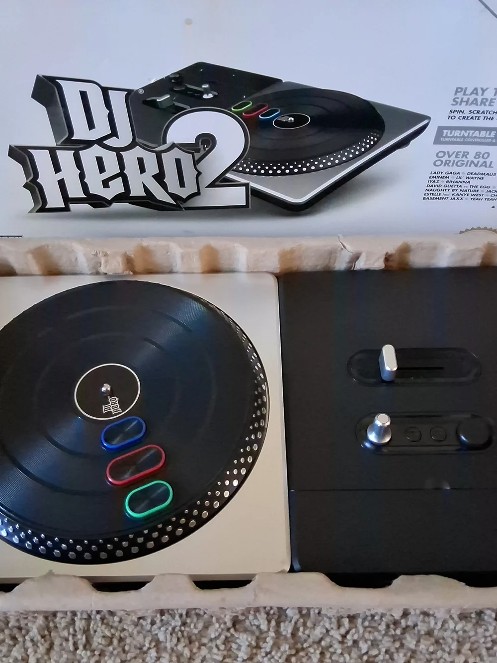 Nintendo Wii DJ Hero 2 Turntable Bundle in Original Box w/Instructions + CD Game